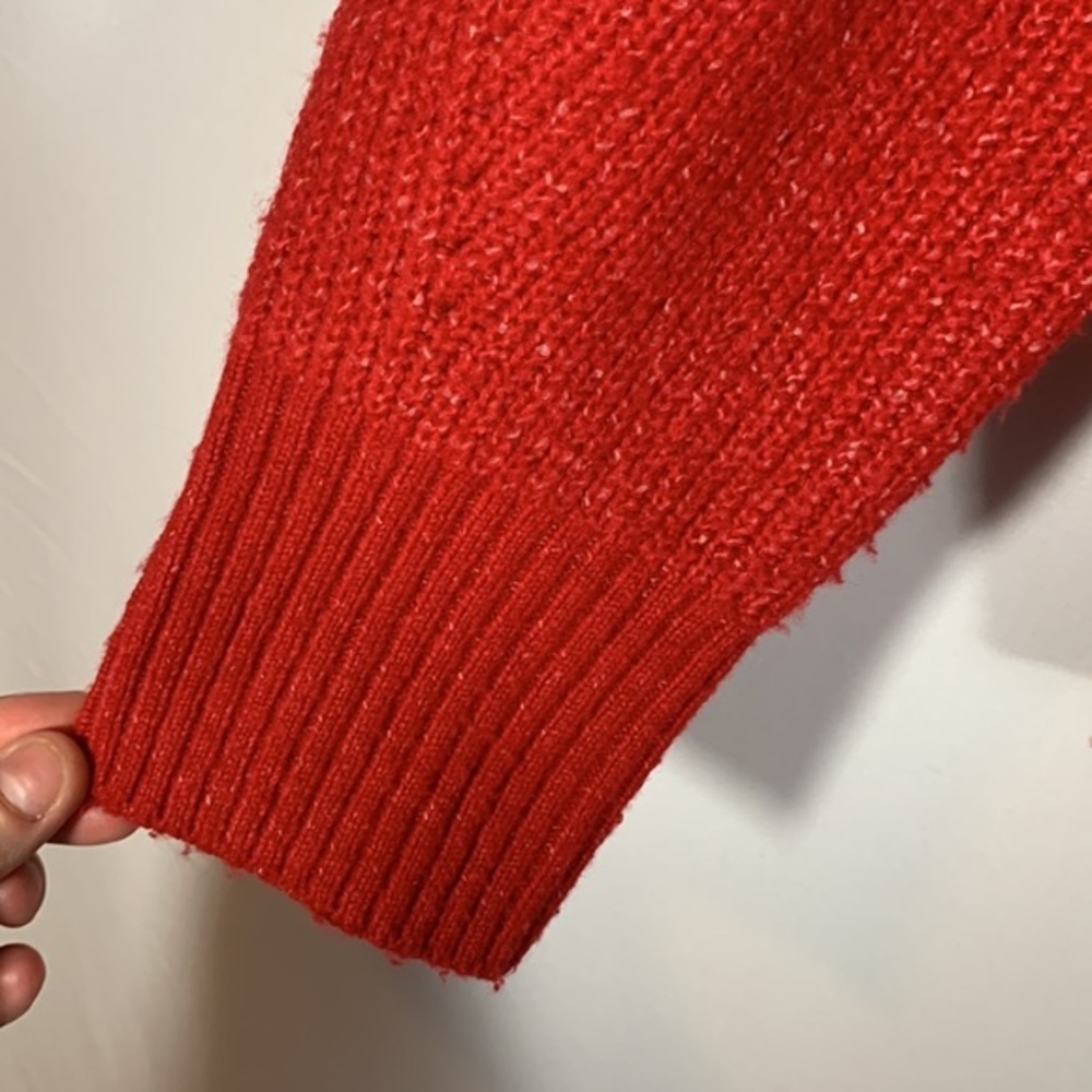 Topshop Red Knit Pullover Sweater Oversized - Picture 3 of 7